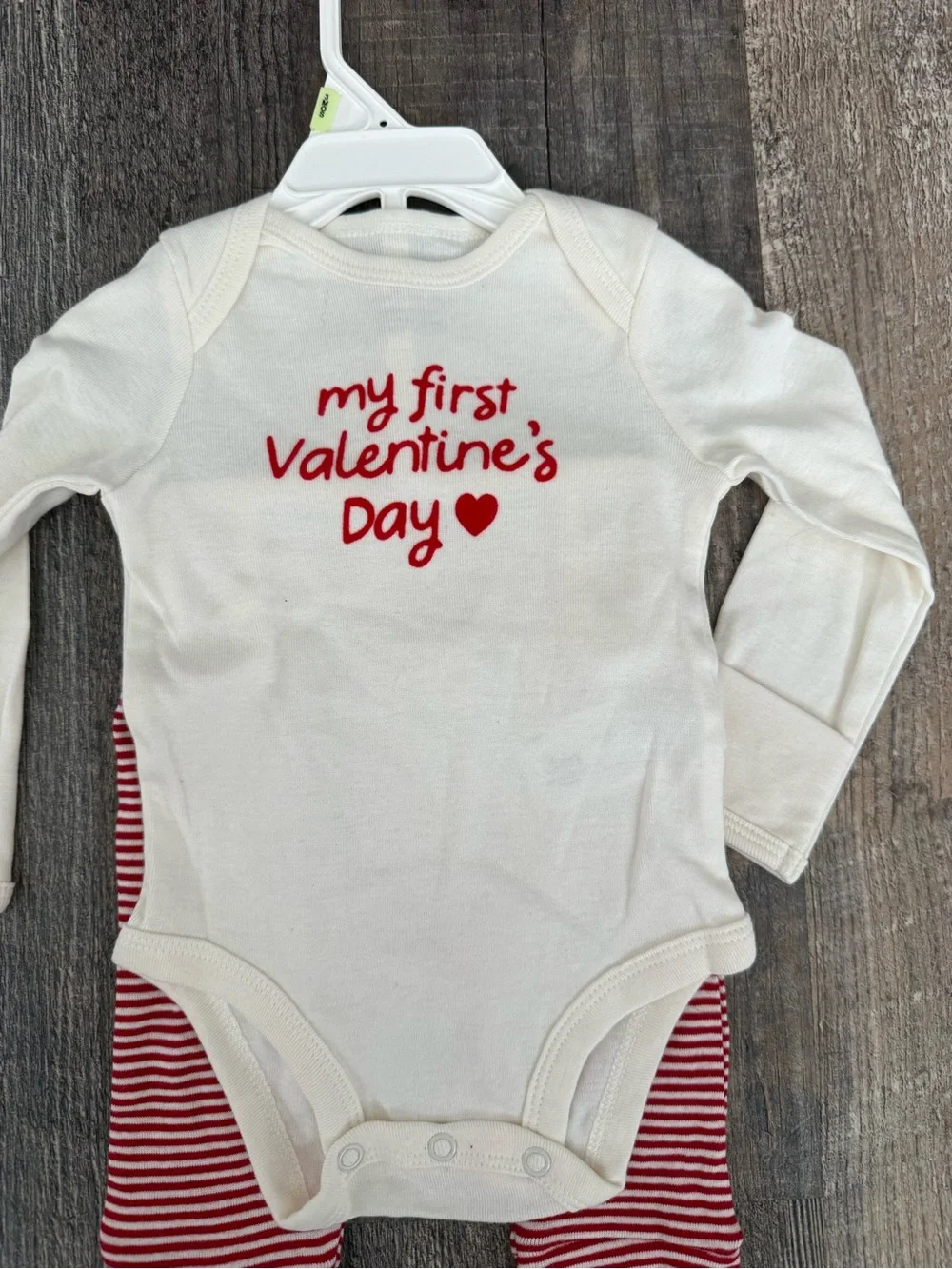 Carters My First Valentine's Day Cream & Red Baby Set NWT